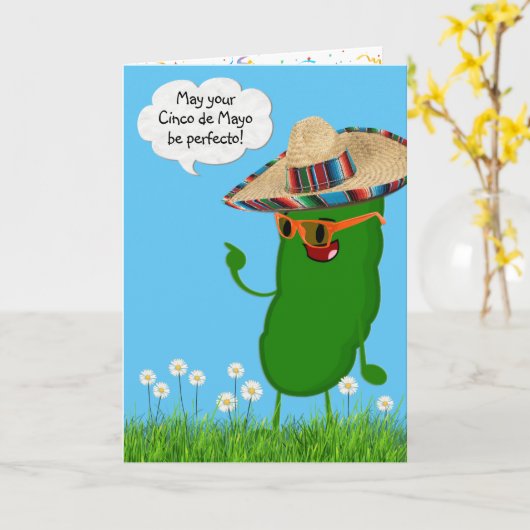 Cinco de Mayo Pickle met Sombrero Kaart (Gele Bloem)