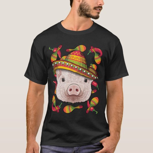 Cinco de Mayo Pig Sombrero Mexican Pig Fiesta Part T-shirt (Voorkant)