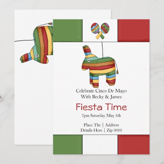 Cinco de Mayo Pinata Fiesta Party Kaart (Voorkant / Achterkant)