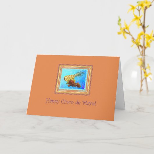 Cinco de Mayo Pineapple op Tangerine Kaart (Gele Bloem)