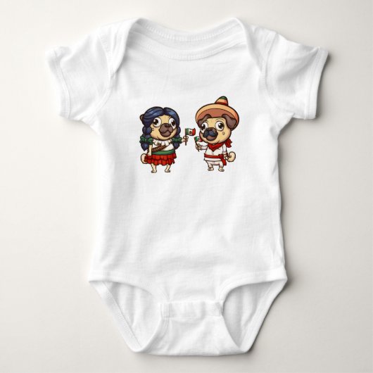 Cinco De Mayo Pugs Baby Bodysuit (Voorkant)