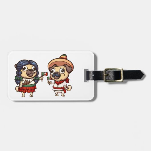 Cinco De Mayo Pugs Bagagelabel (Voorkant horizontaal)