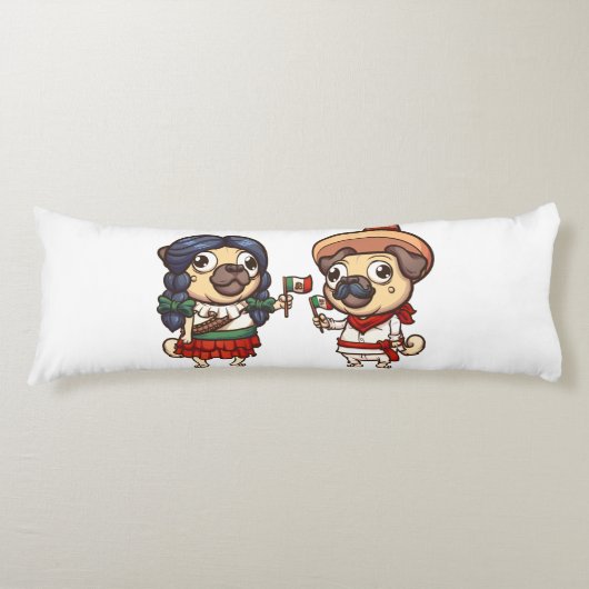 Cinco De Mayo Pugs Body Pillow Lichaamskussen (Voorkant)