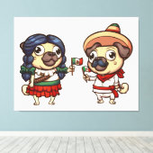 Cinco de Mayo Pugs Canvas Print (Insitu (Houten vloer))