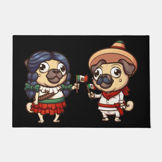 Cinco De Mayo Pugs Doormat Deurmat (Voorkant)