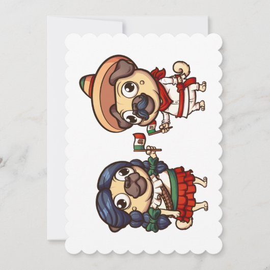 Cinco De Mayo Pugs Flat Wenskaart Kaart (Voorkant)