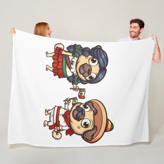 Cinco De Mayo Pugs Fleece Blanket Deken (In situ)