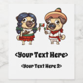 Cinco De Mayo Pugs-flesetiketten Wijn Etiket (Enkel label)