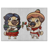 Cinco de Mayo Pugs Glass Cutting Board Snijplank (Voorkant)
