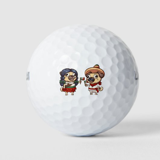 Cinco De Mayo Pugs Golf Balls Golfballen (Voorkant)