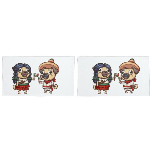 Cinco De Mayo Pugs Kussenslopen (Voorkant-Set)