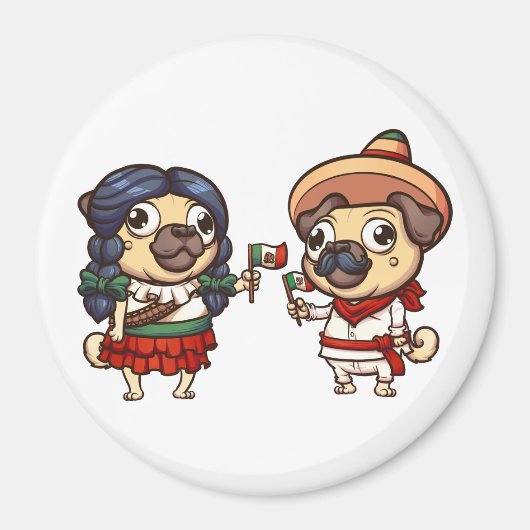 Cinco De Mayo Pugs Magneet (Voorkant)