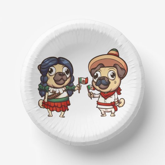 Cinco de Mayo Pugs Paper Bowls Papieren Kommen (Voorkant)