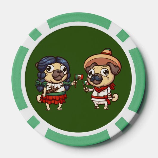 Cinco De Mayo Pugs Poker Chips (Achterkant)