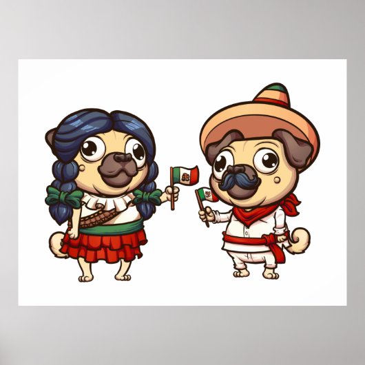 Cinco De Mayo Pugs Poster (Voorkant)
