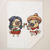 Cinco De Mayo Pugs Sherpa Blanket Sherpa Deken (Voorkant)