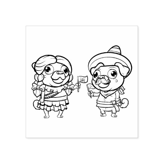 Cinco De Mayo Pugs Stamp Rubberstempel (Afrduk)