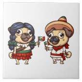 Cinco De Mayo Pugs Tegel Tegeltje (Voorkant)