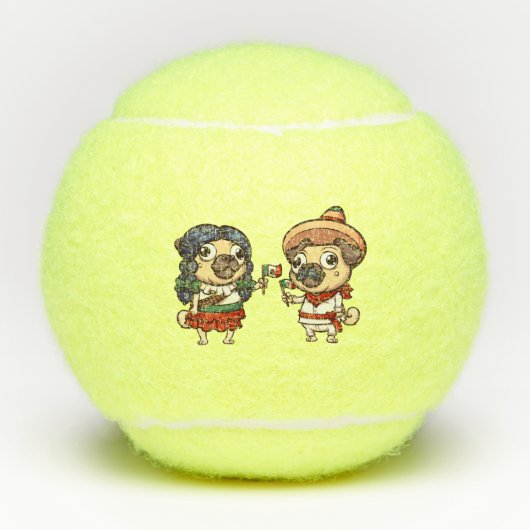 Cinco De Mayo Pugs Tennis Balls Tennisballen (Voorkant)