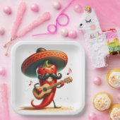 Cinco de Mayo Red Chili Pepper Muzikant Papieren Bordje (Feest)