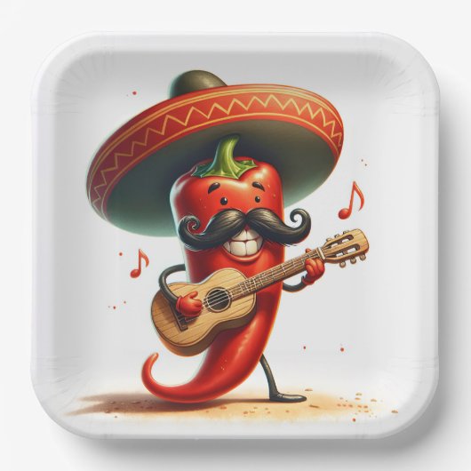 Cinco de Mayo Red Chili Pepper Muzikant Papieren Bordje (Voorkant)