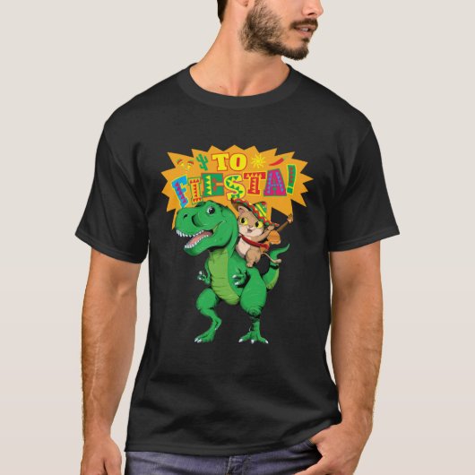 Cinco de Mayo Rex Dinosaur and Cats T-shirt (Voorkant)
