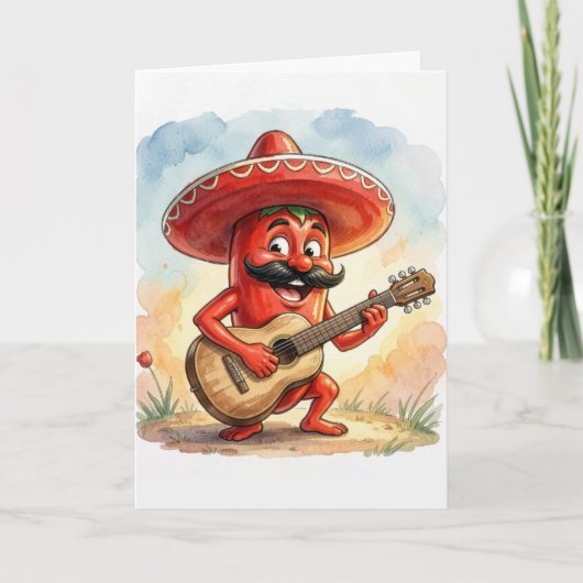 Cinco de Mayo Rode Chilipeper Gitarist Kaart (Voorkant)