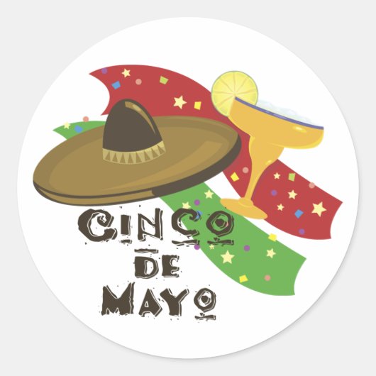 Cinco de Mayo Ronde Sticker (Voorkant)
