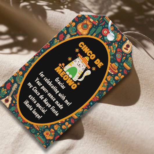 Cinco De Mayo- Schattige Kat Dank je Cadeaulabel