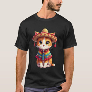 Cinco De Mayo Schattige Mexicaanse Kat Sombrero Po T-shirt