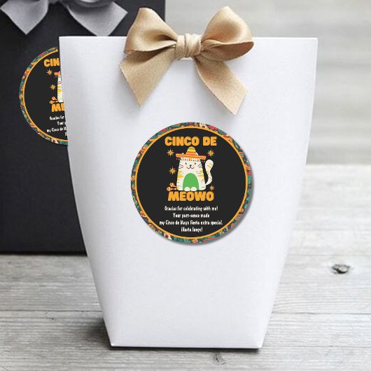 Cinco De Mayo- Schattigee Kat Dank je wel Ronde Sticker