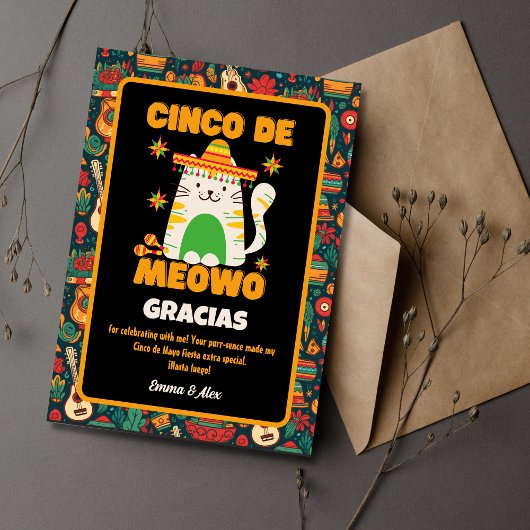 Cinco De Mayo- Schattigee Kat Gracias Dank u Bedankkaart