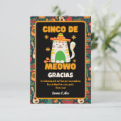 Cinco De Mayo- Schattigee Kat Gracias Dank u Bedankkaart (Staand voorkant)