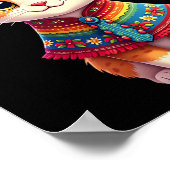 Cinco De Mayo Schattigee Mexicaanse kat Sombrero P Poster (Hoek)