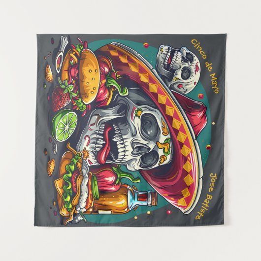  Cinco de Mayo Schedel Tapijt Wandkleed (Voorkant (horizontaal))