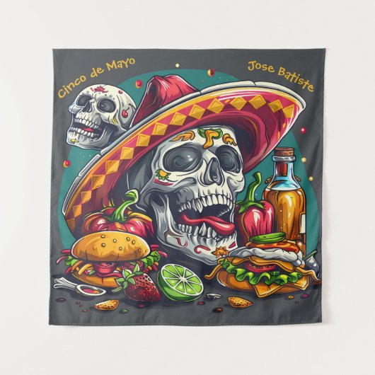 Cinco de Mayo Schedel Tapijt Wandkleed (Voorkant)