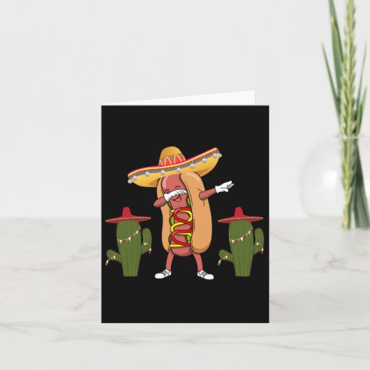 Cinco de Mayo Shirt Hot Dog Cactus Dansen Kaart (Voorkant)