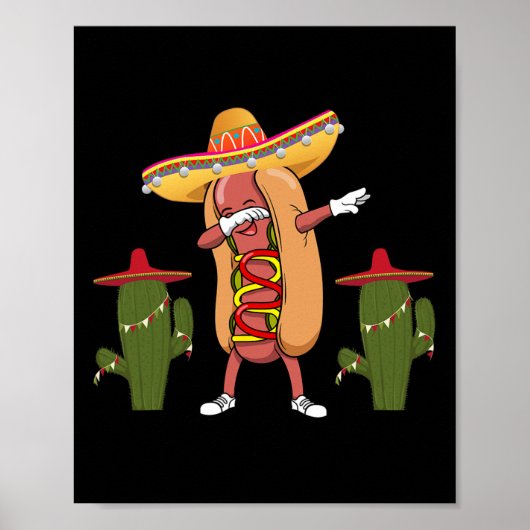 Cinco de Mayo Shirt Hot Dog Cactus Dansen Poster (Voorkant)