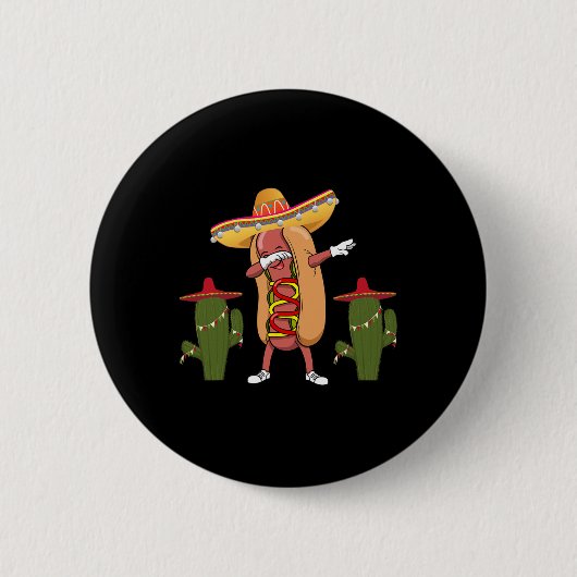 Cinco de Mayo Shirt Hot Dog Cactus Dansen Ronde Button 5,7 Cm (Voorkant)