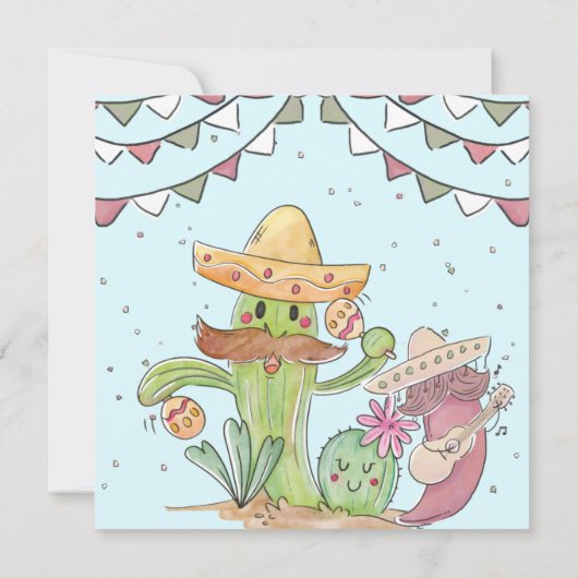 Cinco de Mayo Singing Cactus en Pepper Mariachis Kaart (Achterkant)