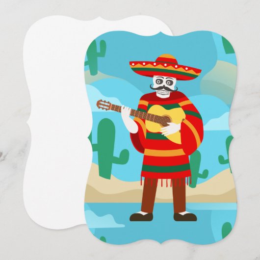 cinco de mayo skelet kaart (Voorkant / Achterkant)