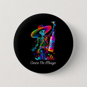 Cinco De Mayo Skelet Kleurrijke Suiker Schedel Teq Ronde Button 5,7 Cm
