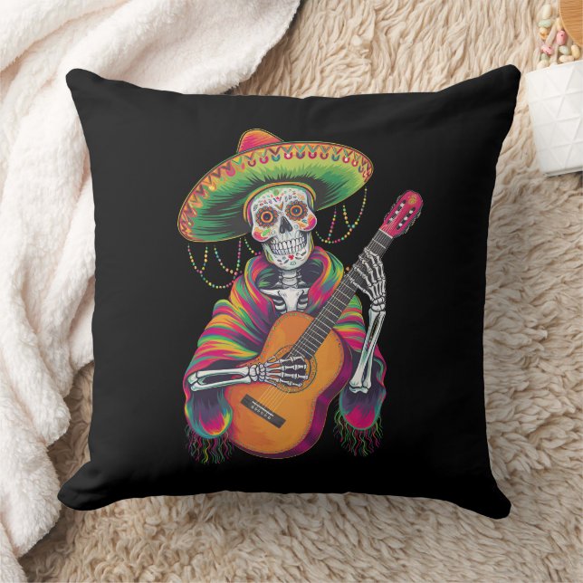 Cinco De Mayo Skelet Schedel Feest Gitaar Kussen (Deken)