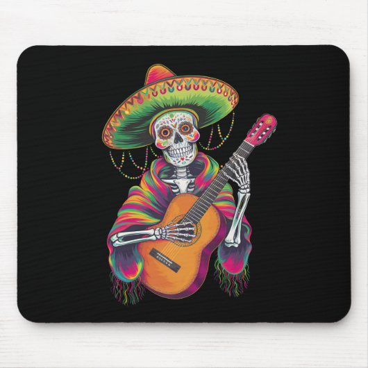 Cinco De Mayo Skelet Schedel Feest Gitaar Muismat (Voorkant)