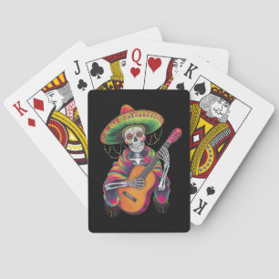 Cinco De Mayo Skelet Schedel Feest Gitaar Pokerkaarten