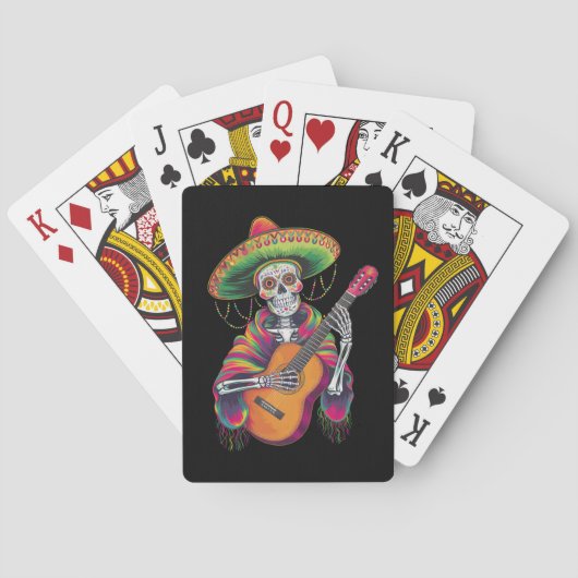 Cinco De Mayo Skelet Schedel Feest Gitaar Pokerkaarten (Achterkant)