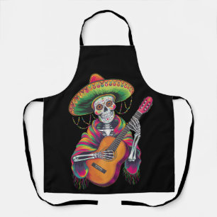 Cinco De Mayo Skelet Schedel Feest Gitaar Schort