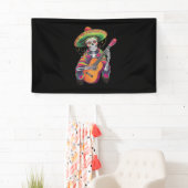 Cinco De Mayo Skelet Schedel Feest Gitaar Spandoek (Insitu)