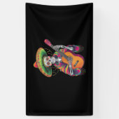 Cinco De Mayo Skelet Schedel Feest Gitaar Spandoek (Verticaal)