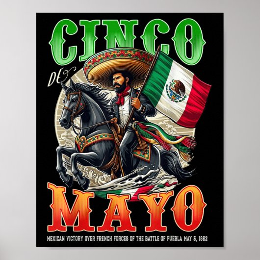 Cinco de Mayo Slag bij Puebla 1862 Mexicaanse Mann Poster (Voorkant)